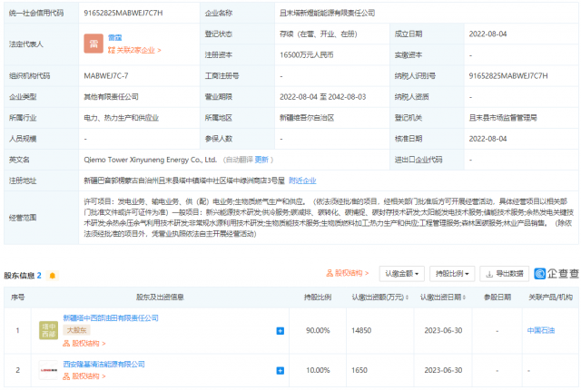 中國石油、隆基投資成立能源公司